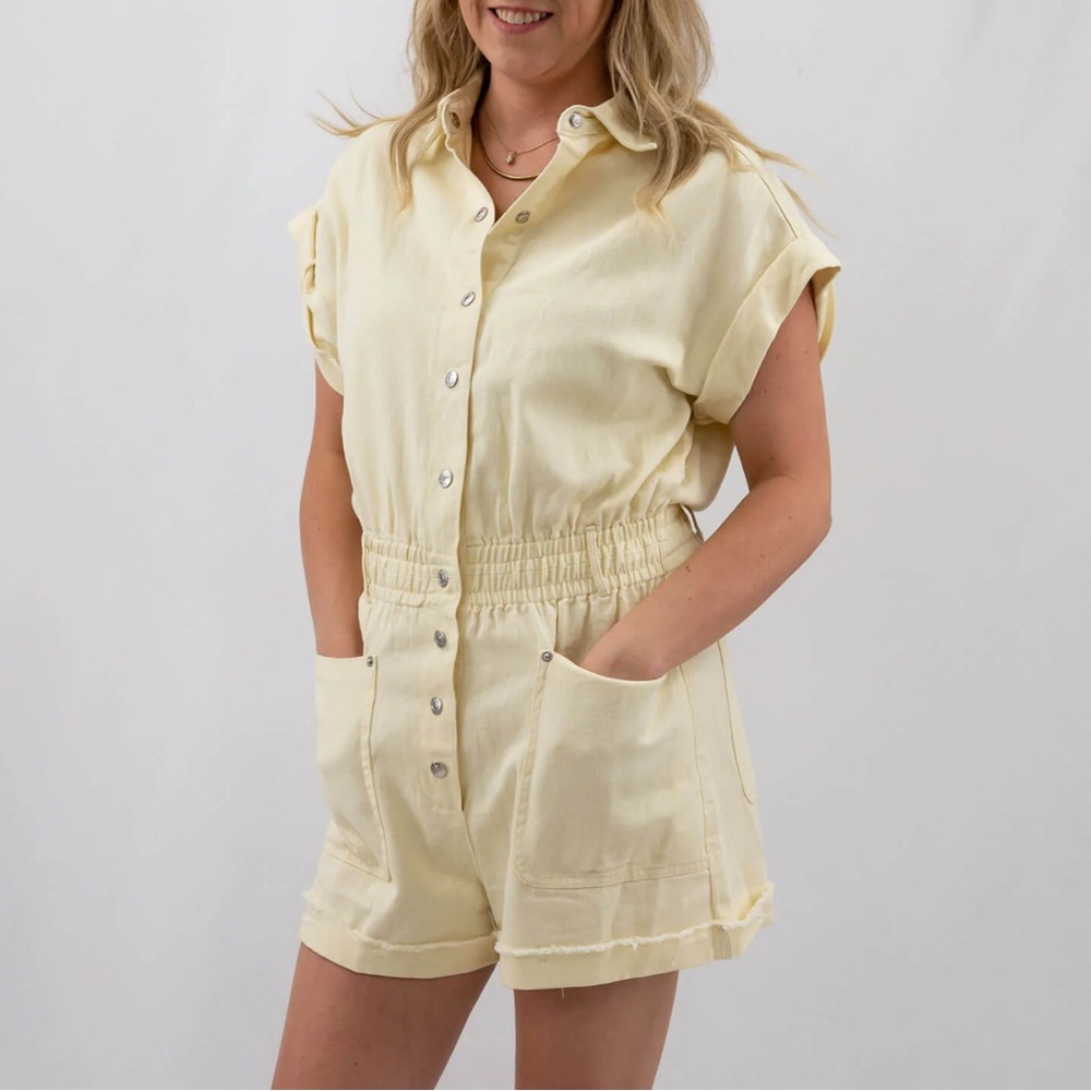 Ivory denim romper